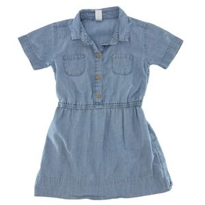 Carters Kids Denim‎ Shirt Dress Button Front Short Sleeve Size 8A FLAW Summer